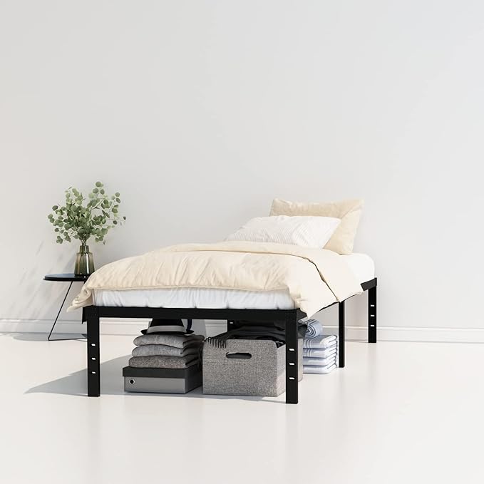 Twin Bed Frames No Box Spring Needed, 16 Inch Heavy Duty Metal Bed Frame Twin Support Up to 2500 lbs, Easy Assembly, Noise Free, Black