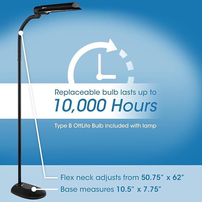 OttLite 18W WingShade Adjustable Floor Lamp for Crafts, Tasks, Office, Living Room, Sewings and Arts