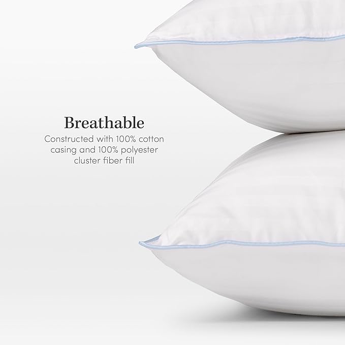 eLuxurySupply 2-Pack Premium Bed Pillows - Medium Density and Medium Loft Ideal for Back and Side Sleepers - 100% Cotton Casing - 20"X36" King Size