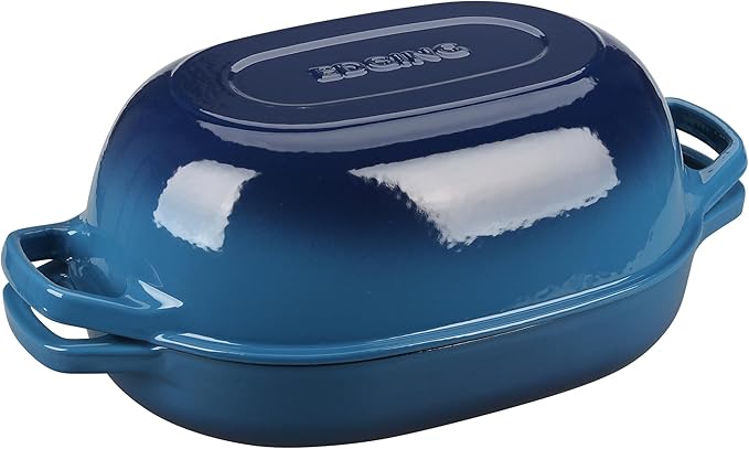 Enameled Cast Iron Dutch Oven Pot with Lid, Oval Dutch Oven for Bread Baking, Bread Oven for Homemade Sourdough Bread Baking, 7qt, Lake Blue