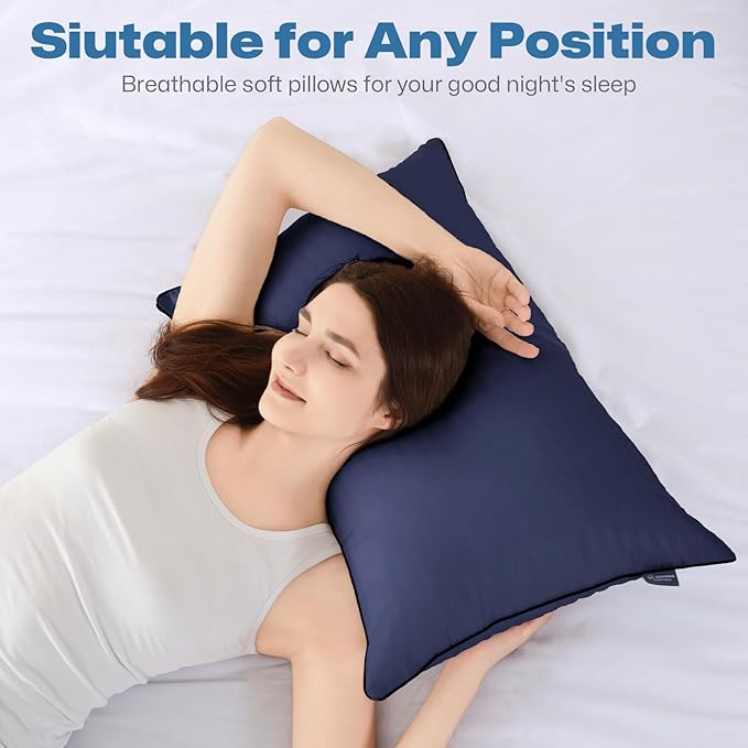 GOHOME Pillows King Size Set of 4 - Bed Pillows for Sleeping 4 Pack, Cooling Supportive Hotel Pillows with Premium Soft Down Alternative Fill for Side Stomach and Back Sleepers