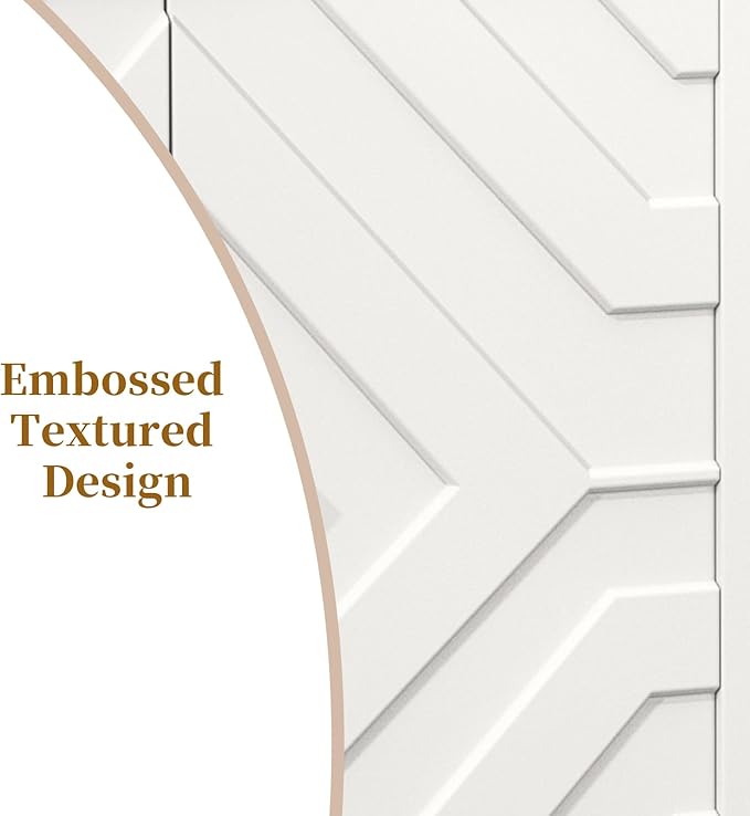 HLR 63'' White TV Stand for 65/70/75 inch TV, Entertainment Center with Storage Cabinets and Embossed Pattern Doors, Mid Century Modern Media TV Console Table for Living Room Bedroom