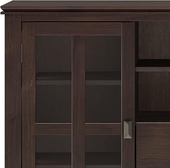 SIMPLIHOME Artisan SOLID WOOD 53 inch Wide Contemporary TV Media Stand in Dark Chestnut Brown For TVs up to 60 inches for the Living Room and Entertainment Center