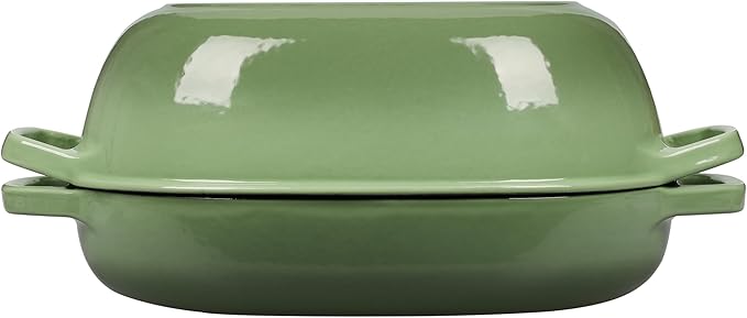 Enameled Cast Iron Dutch Oven Pot with Lid, Oval Dutch Oven for Bread Baking, Bread Oven for Homemade Sourdough Bread Baking, 7qt, Pistachio Green