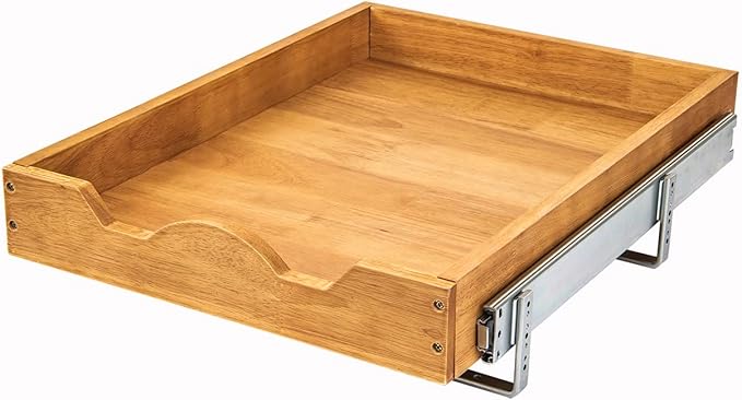 DINDON 1 Tier Pull Out Cabinet Organizer (20" W x 21" D) Single Tier Heavy Duty Slide Out Wood Drawer Under Sink Shelf Organization Storage