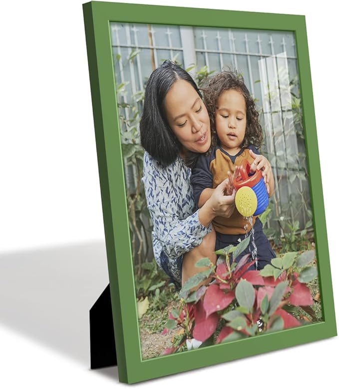 Renditions Gallery 11x14 inch Picture Frame High-end Modern Style, Made of Solid Wood and High Definition Glass Ready for Wall and Tabletop Photo Display, Green Frame