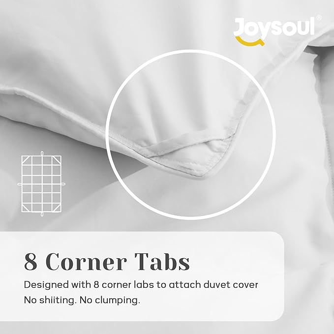 Joysoul King Size Down Comforter - All Season Ultra Soft Goose Down & Feather Fiber Fill, Luxury Hotel White Duvet Insert with Corner Tabs (104" X 88")