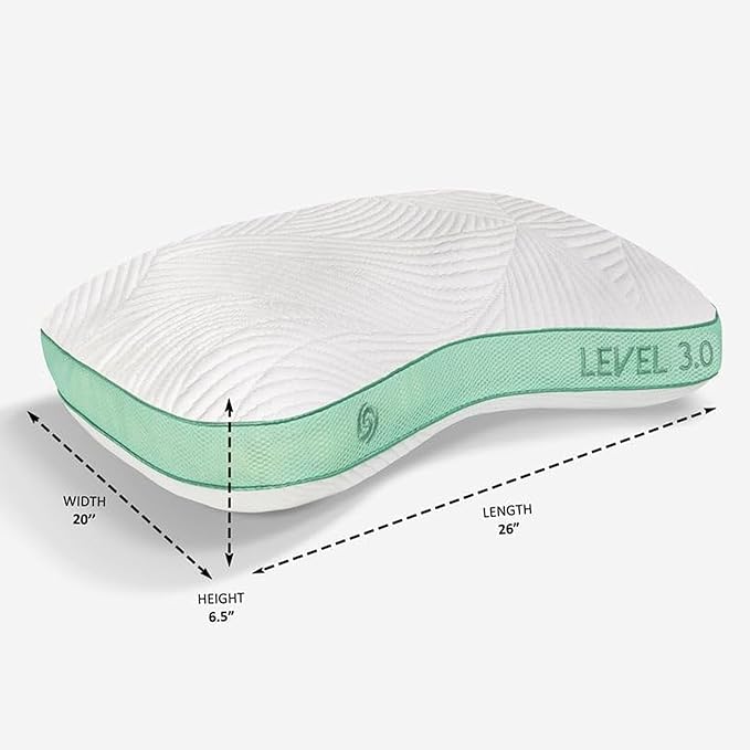 Bedgear Level Cuddle Performance Pillow - Firm Bed Pillow for Side Sleepers - Moisture Wicking Removable Cover - Size 3.0