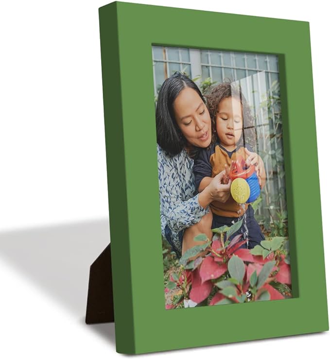 Renditions Gallery 4x6 inch Picture Frame High-end Modern Style, Made of Solid Wood and High Definition Glass Ready for Wall and Tabletop Photo Display, Green Frame