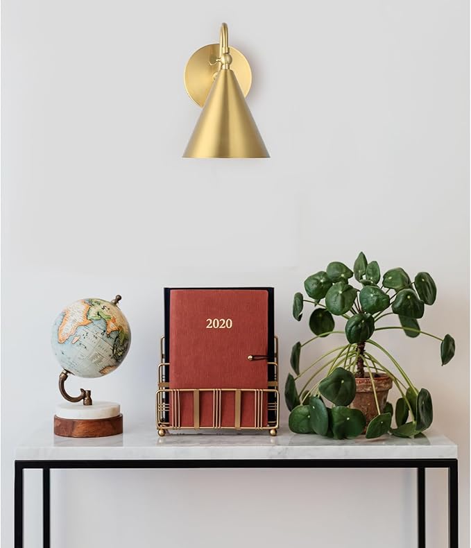 Modern Brass Wall Sconces with Movable Metal Shape, Goose Neck Style Metal Bedside Lamp Wall Light Fixture, Room Decor Picture Light, Bedroom Decor Reading Light, Wall lamp for Bathroom