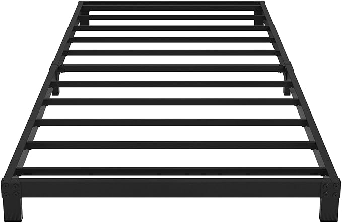 5 Inch Low Bed Frame Twin, Heavy Duty Twin Bed Frames Low Profile, No Box Spring Needed, Easy Assembly, Noise Free, Black