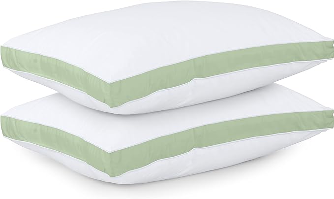 Utopia Bedding Bed Pillows for Sleeping Queen Size (Sage Green), Set of 2, Cooling Hotel Quality, Gusseted Pillow for Back, Stomach or Side Sleepers