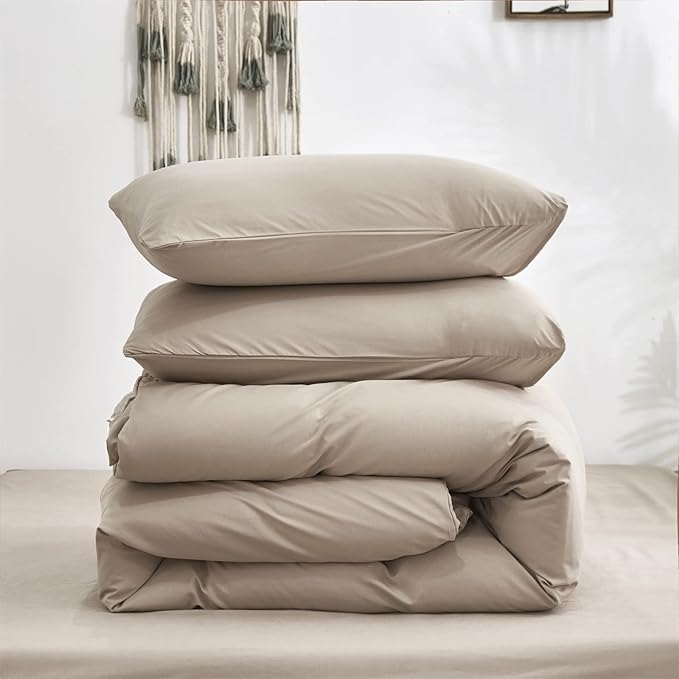 Cottonight Cream Coffee Comforter Set Full Khaki Bedding Comforter Set Dark Champagne Solid Blanket Quilts Modern Soft Breathable Cream Khaki Taupe 3 Piece Light Coffee Bedding Set for Women Men