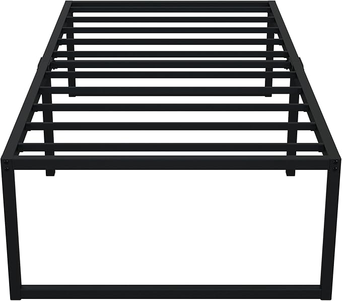 EMODA 18 Inch Narrow Twin Bed Frame 30x75, Heavy Duty Metal Platform No Box Spring Needed, Easy Assembly Noise Free, Black