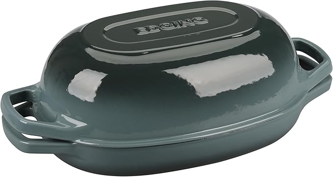 Enameled Cast Iron Dutch Oven Pot with Lid, Oval Dutch Oven for Bread Baking, Bread Oven for Homemade Sourdough Bread Baking, 5qt, Slateblue