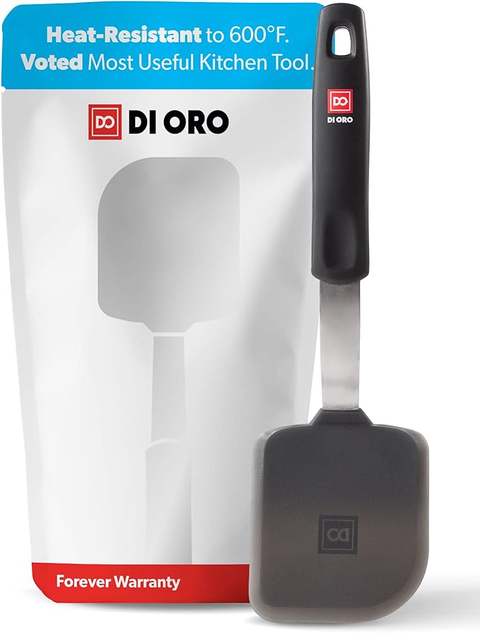 DI ORO Small Silicone Spatula - Kitchen Spatulas for Nonstick Cookware - 600°F Heat-Resistant Thin & Flexible Silicone Turner - BPA Free Mini Egg & Cookie Spatula for Cooking - Dishwasher Safe
