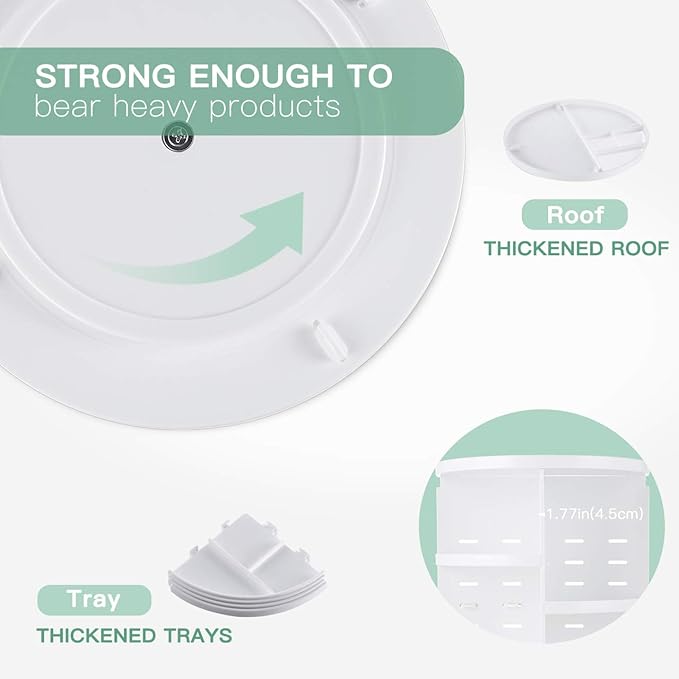 360 Rotating Makeup Organizer,DIY Adjustable Spinning Holder,Foldable Cosmetic Storage Display box,Large Capacity Make up Caddy Shelf,Fits Countertop Vanity and Bathroom (WHITE)