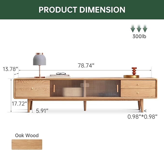 78.74" L Solid Oak Wood TV Stand for 70-85 Inch TVs, Glass Sliding Door TV Console with 3 Drawers and 2 Cabinets, Entertainment Center with Storage Cabinets TV Stands for Living Room (Log Color)