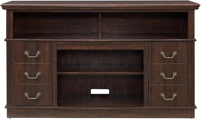 HMFULE 60" Entertainment Center for 60 65 Inch Television, TV Stand with Storage Cabinets & 2 Doors & Adjustable Shelves, Modern TV Console, Rustic Farmhouse Living Room Furniture (Espresso)