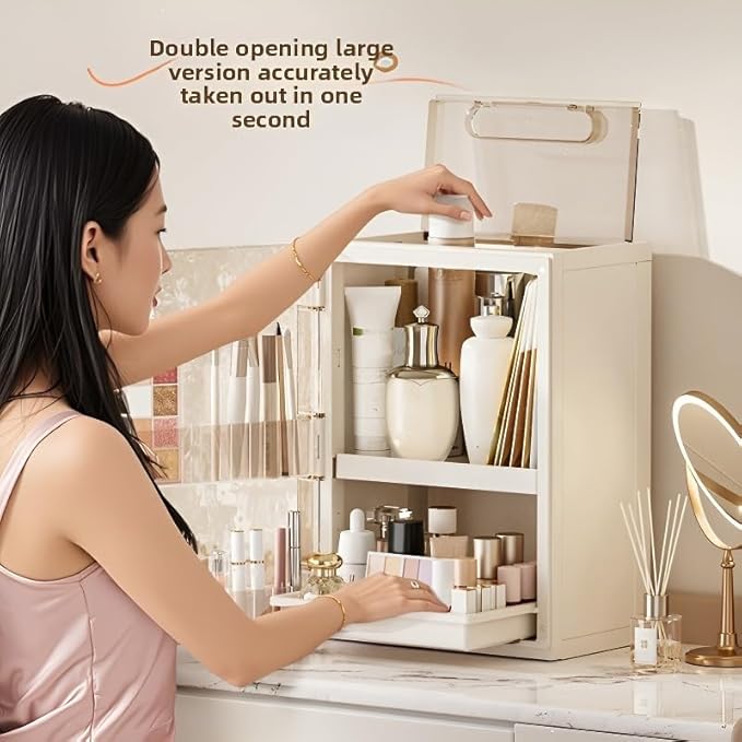 Makeup Organizer with Drawers,Skincare Organizer for Vanity,Storage Box with Cover,Large Cosmetic Display case for Dresser, Bathroom Countertop