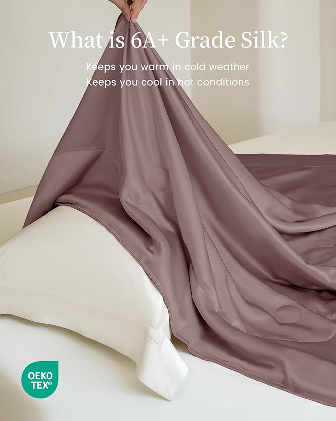 THXSILK Silk Blanket, 100% Mulberry Silk Cooling Throw, Soft and Lightweight Blanket for Bedroom, Sofa, Travel, All-Season (Purple, King)