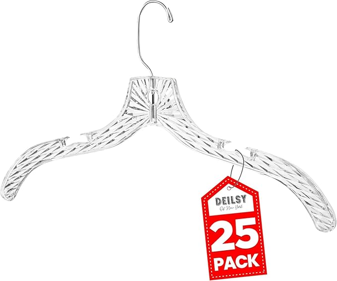 Clothes Hangers Plastic Set of 25 Pack Heavy Duty Hanger Dresses, T-Shirts Shirt Dress Blouse Hangers for Closet Organization Crystal Hangers Women and Men Coat Hanger