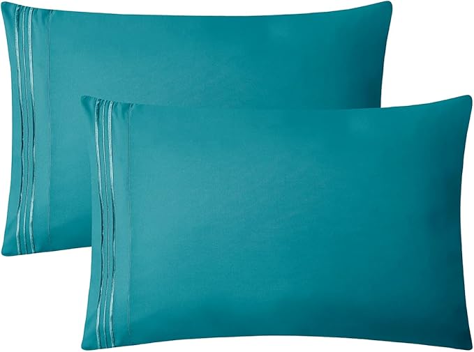 Clara Clark Bed Sheets, Premier 1800 Series 4 Piece Bed Sheet Set, Deep Pocket, Wrinkle, Fade, Stain Resistant, Luxury Soft Bedding Sheets & Pillowcases, California King, Teal
