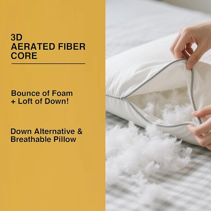 Bed Pillow for Neck Pain Relief, Slow Rebound Orthopedic Support Down Alternative Super Soft Pillows for Sleeping, Standard Size Hotel Pillow for Side & Back Sleepers