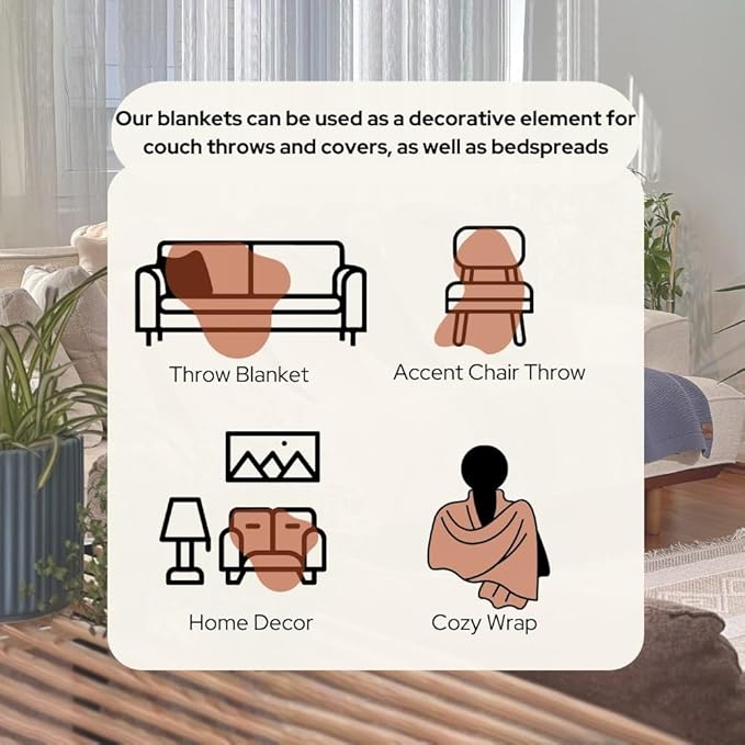 Dalisa 100% Organic Turkish Cotton Throw Blanket - GOTS Certified, Cozy - Perfect for Couch, Bed, and Home Decor - Boho Vintage Knit Alina (Harvest Pumpkin, 50x60)