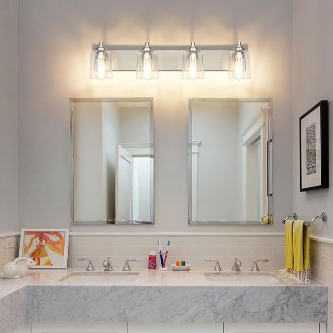 Solfart Brushed Nickel Bathroom Vanity Light Fixture 4 Lights Above Mirror
