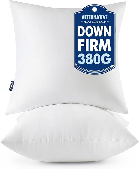 MIULEE Throw Pillows Inserts, Pack of 2 16x16 Inch 100% Virgin Fiber Filling Bed Couch Pillows