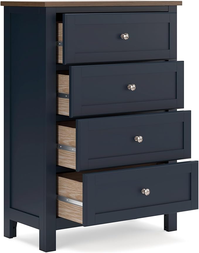Signature Design by Ashley Landocken Shaker 4-Drawer Chest of Drawers, Light Brown & Blue