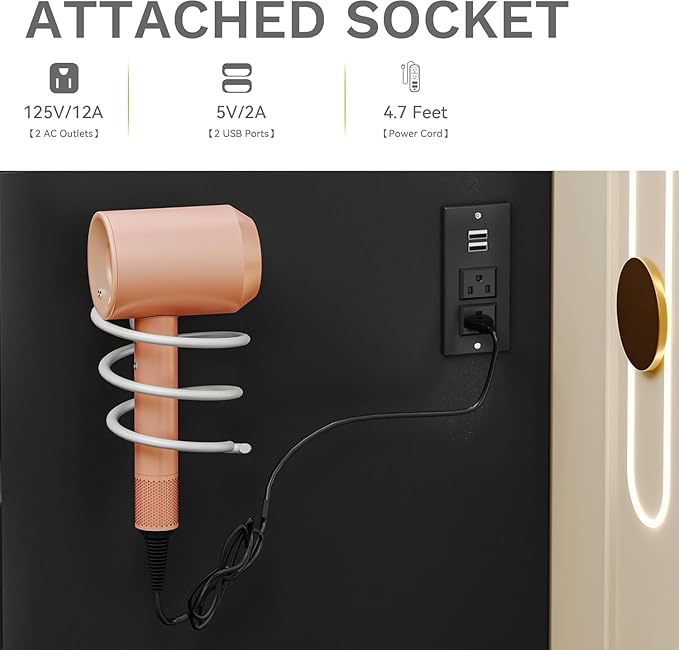 DWVO 10 Drawer Large Makeup Vanity Table with Glass Top, LED Mirror, Charging Station & Cushioned Storage Stool, 46-Inch Dressing Desk Set with 3 Lighting Modes Brightness Adjustable, Dark Black