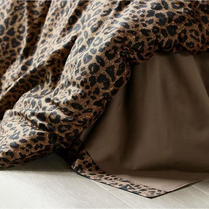 mixinni Animal Cheetah Comforter Set Queen 3 Pieces Leopard Print Bed Set Sexy Soft Fluffy Floral Printed Pattern Bedding Set with 2 Pillowcases for All Season-(1 Comforter + 2 Pillowcases)