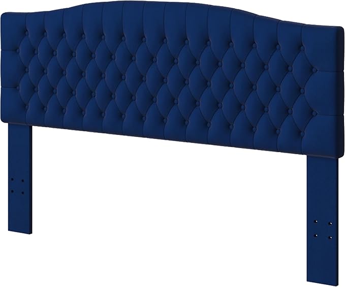 Velvet Upholstered Headboard King/Cal King Size Latest Model Wall Mount, Bed Frame Mount, Featuring High-Density Sponge Padding, Luxury Texture Easy Assembly Comfort and Style-Navy Blue