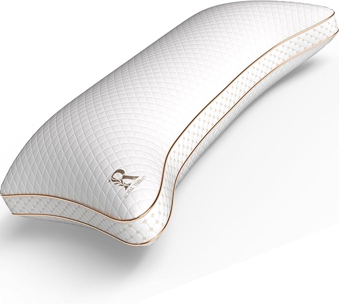 Royal Therapy Queen Memory Foam Pillow, Adjustable Shredded Memory Foam Pillows Queen Odor-Free Pillow for Neck & Shoulder Pain Relief, Support for Back, Stomach, Side Sleepers, BioForm