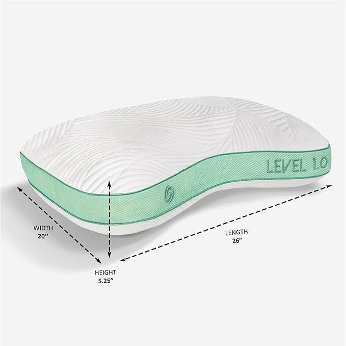 Bedgear Level Cuddle Performance Pillow - Firm Bed Pillow for Side Sleepers - Moisture Wicking Removable Cover - Size 1.0