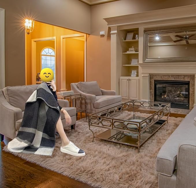 h Blanket Soft Throw Blanket Faux Fleece Cashmere Plaid Warm Shawl Thick Knitted Plush Cozy Comfy for Women Throw Blanket for Sofa Couch Bed Queen King Size 55x66 in (Navy Blue)