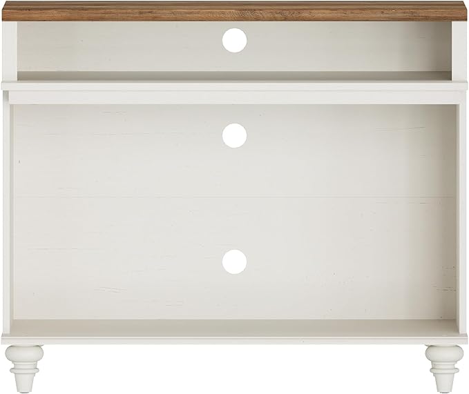 WAMPAT TV Stand for 43 Inch TV, Small Media Console Table Storage Cabinet for Living Room, Wood End Table with Storage Shelf, White