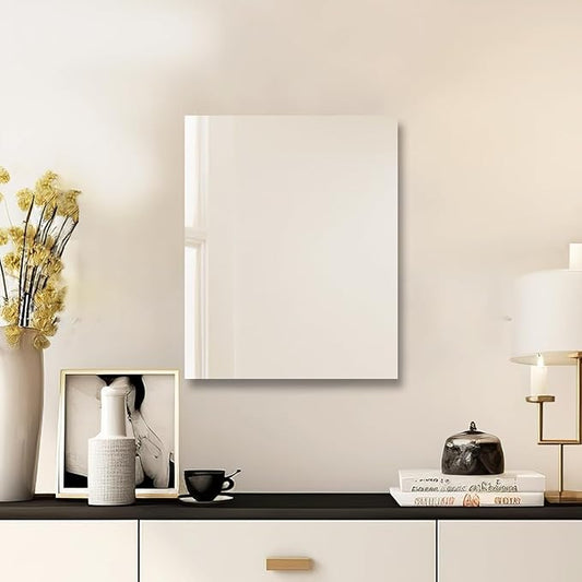 Mirrorons Bathroom Vanity Mirror 16" x 20", Frameless Mirror with Polished Edge, Hangs Horizontally or Vertically. Bathroom Mirror for Wall. Tempered Glass Upgraded Packing