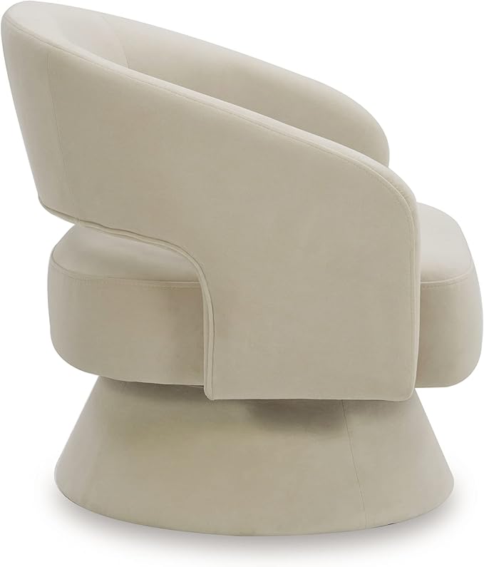 CHITA Swivel Accent Chair Armchair, FSC Certified Velvet Barrel Chair for Living Room Bedroom, Cream