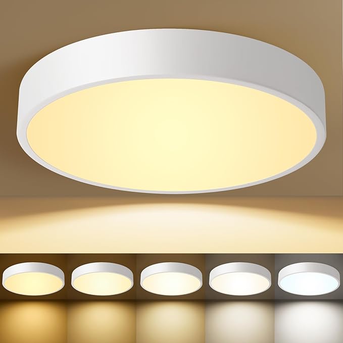 White Flush Mount Ceiling Light 12 inch LED Dimmable Ceiling Lamp 24W 5CCT(2700K-5000K) Bedroom Lamp Entryway Light Fixture for Bedroom Foyer Kitchen Entryway Closet Hallway