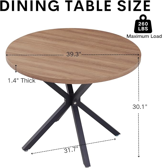 39" Round Dining Table Set for 4, Mid Century Kitchen Table with 4 Velvet Dining Chairs for Apartment Living Room Space Saving