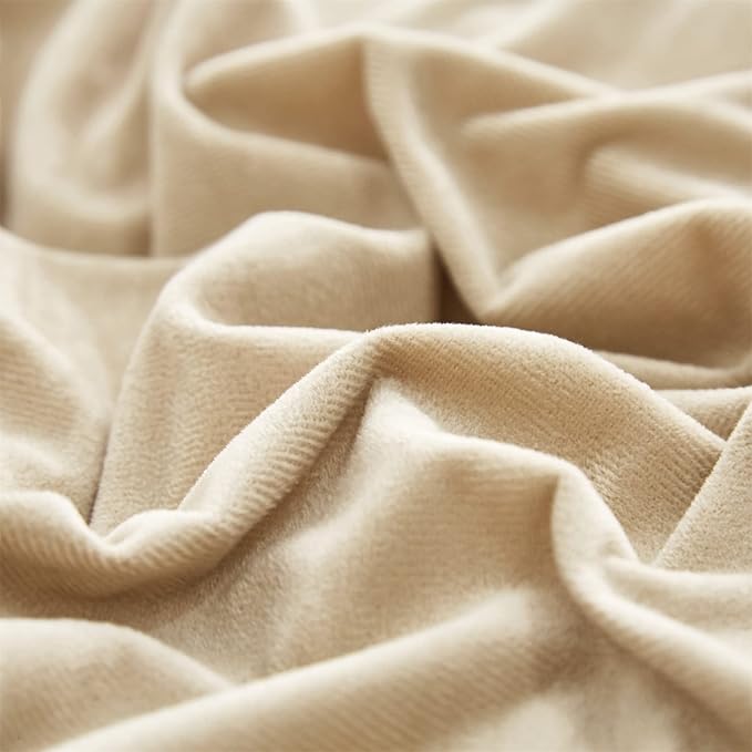 Luxlovery Khaki Velvet Comforter California King Cream Flannel Bedding Minimalist Bedding Set Dark Champagne Blanket Quilts Heavyweight Winter Taupe