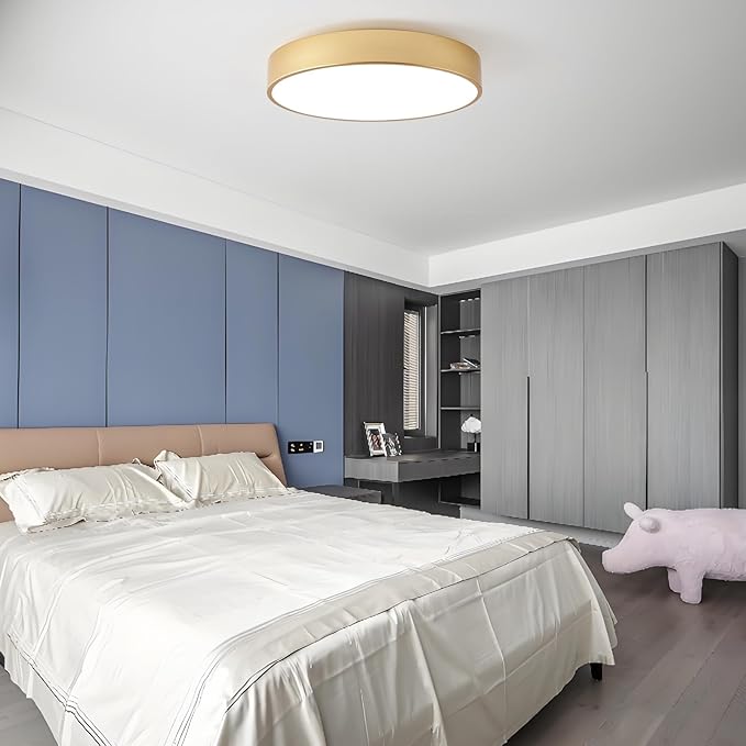 18" Modern Flush Mount Ceiling Light, 4-Lights Round Gold Ceiling Light Fixtures, Minimalistic Ceiling Lamp Acrylic Shade Lighting Fixture for Bedroom Living Room Laundry Room Foyer Hallway