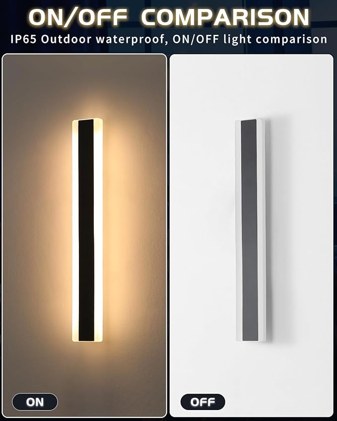 Modern 31.4inch Outdoor Wall Light, 3000K Black Acrylic Exterior Lighting Fixtures Wall Mount, Ip65 Waterproof Modern Porch Lights Outdoor Wall Sconce, Led Long Wall Lights for House Hard-Wired