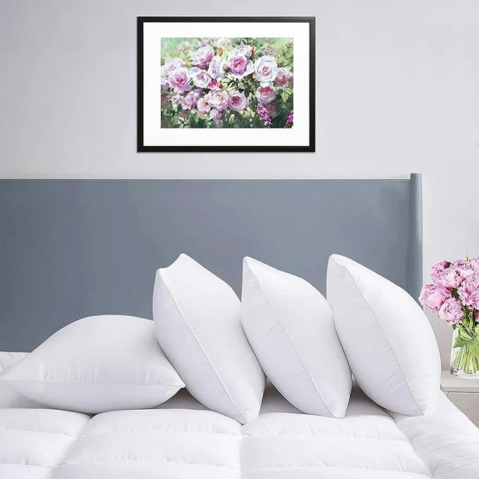 Hotel Collection Thick Bed Pillows Queen Size Set of 2 Soft Plush Fluffy Side Sleeper Pillow for Adults Back Sleeping High Loft Medium Firmness White 20x30 inches