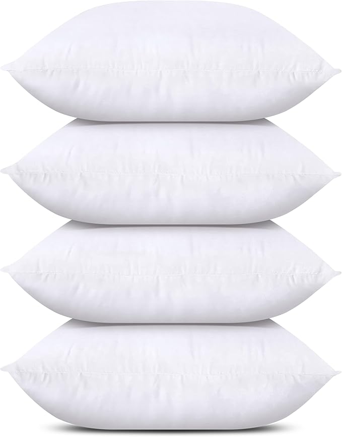 Utopia Bedding Throw Pillows (Set of 4, White), 24 x 24 Inches Pillows for Sofa, Bed and Couch Decorative Stuffer Pillows