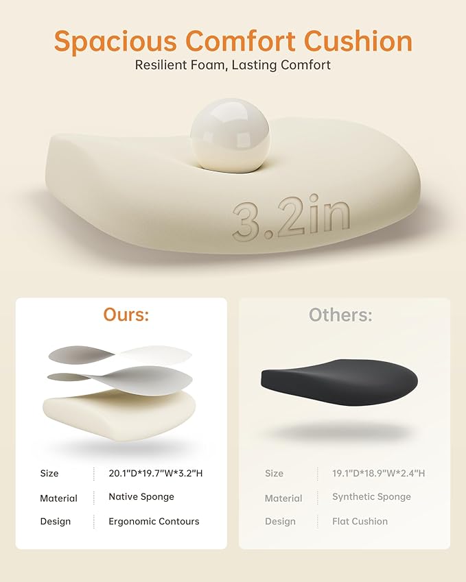 Office Chair, PU Leather Ergonomic Desk Chair with Adjustable Lumbar Support and Flip up Armrest, Breathable Mesh Computer Chair for Home Office, Khaki