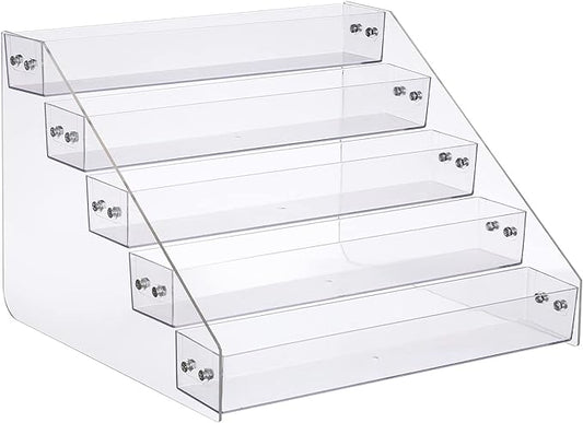 Tiered Spice Rack Acrylic, Spice Rack Shelf Seasoning Organizer for Countertop, Cabinet, Pantry, Kitchen Storage - 5 Tier